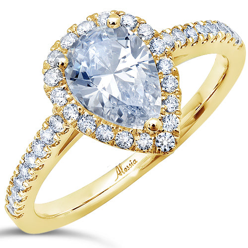 Pear Shape Diamond Halo and Cathedral Engagement Ring - ACB251