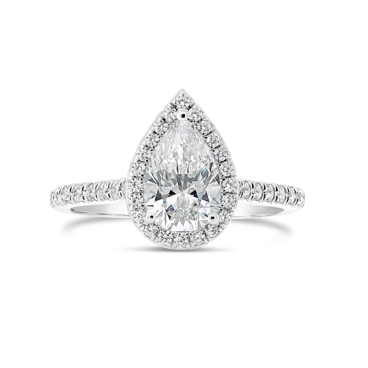 Pear Shape Diamond Halo and Cathedral Engagement Ring - ACB404