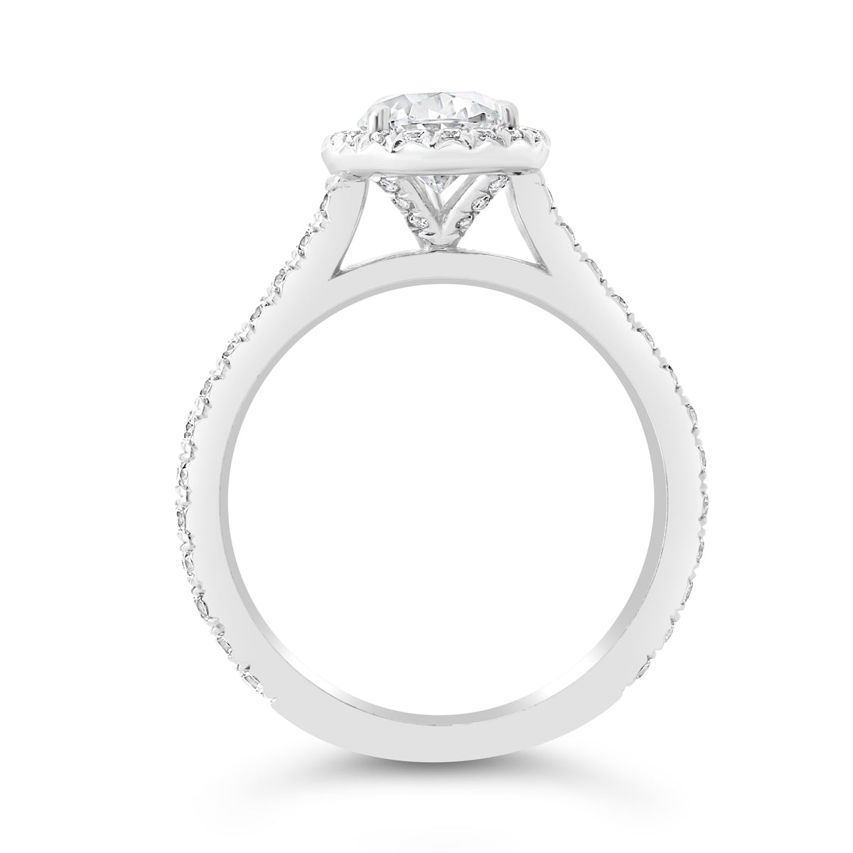 Pear Shape Diamond Halo and Cathedral Engagement Ring - ACB404