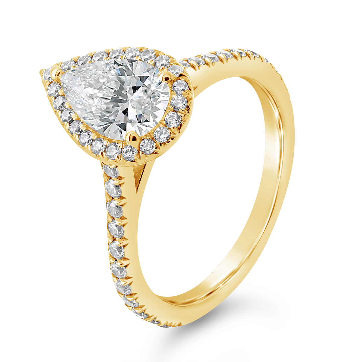 Pear Shape Diamond Halo and Cathedral Engagement Ring - ACB404