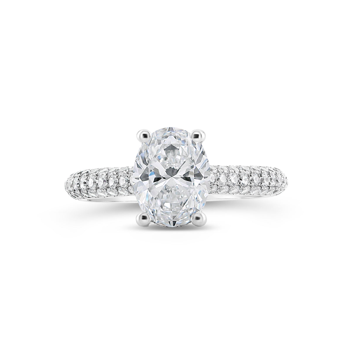 Oval Cut Diamond Cathedral Engagement Ring - ACB405