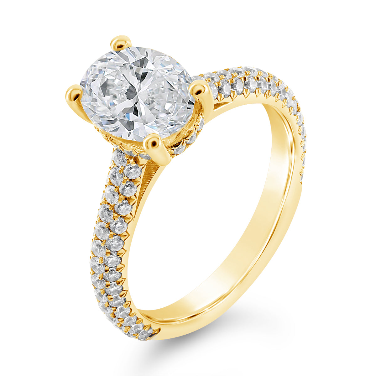 Oval Cut Diamond Cathedral Engagement Ring - ACB405