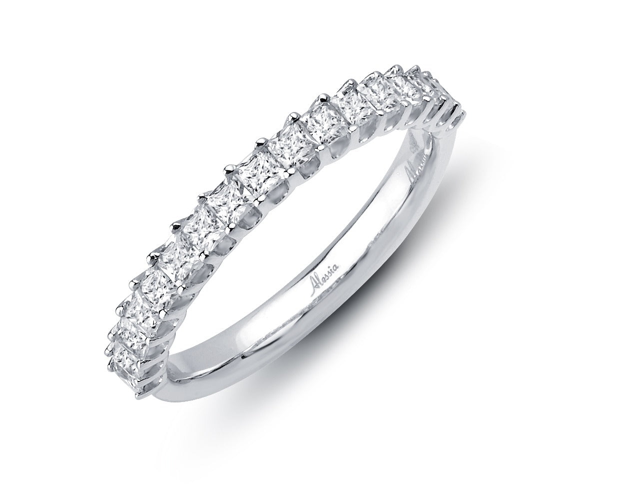 Claw Set Princess Cut Diamond Wedding Ring - ACE007