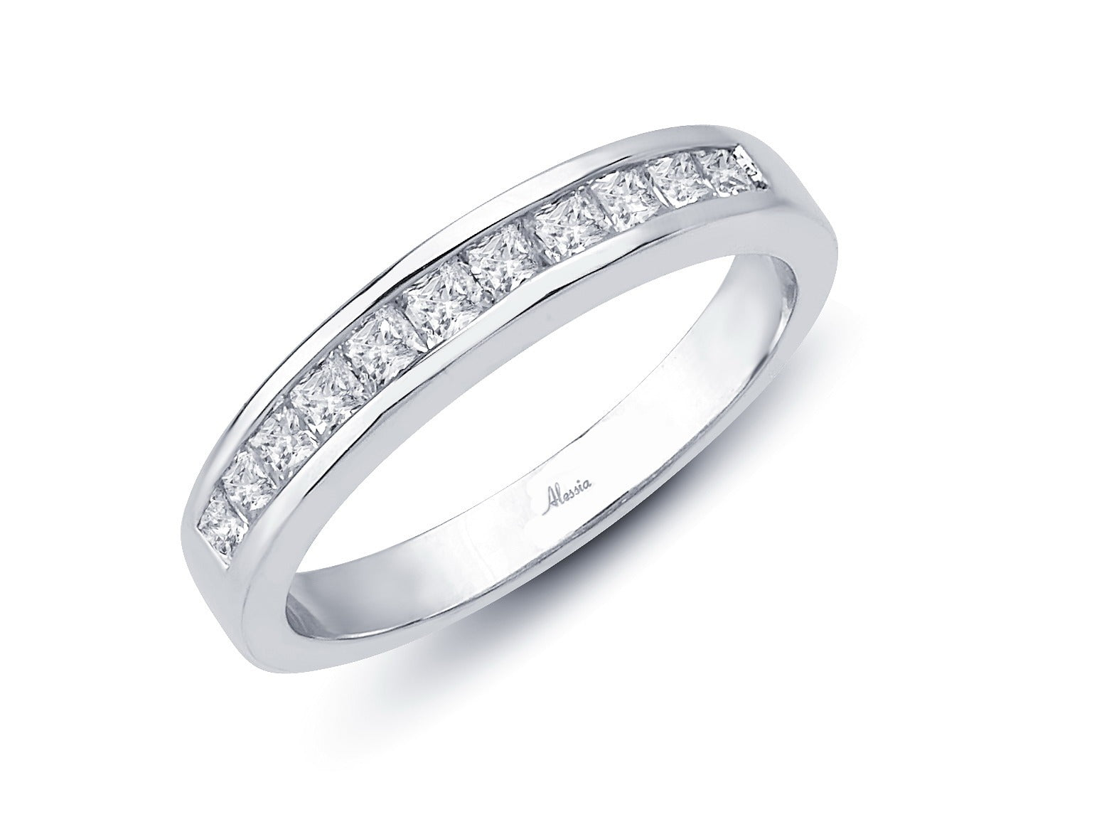 Channel Set Princess Cut Diamond Wedding Ring - ACE016