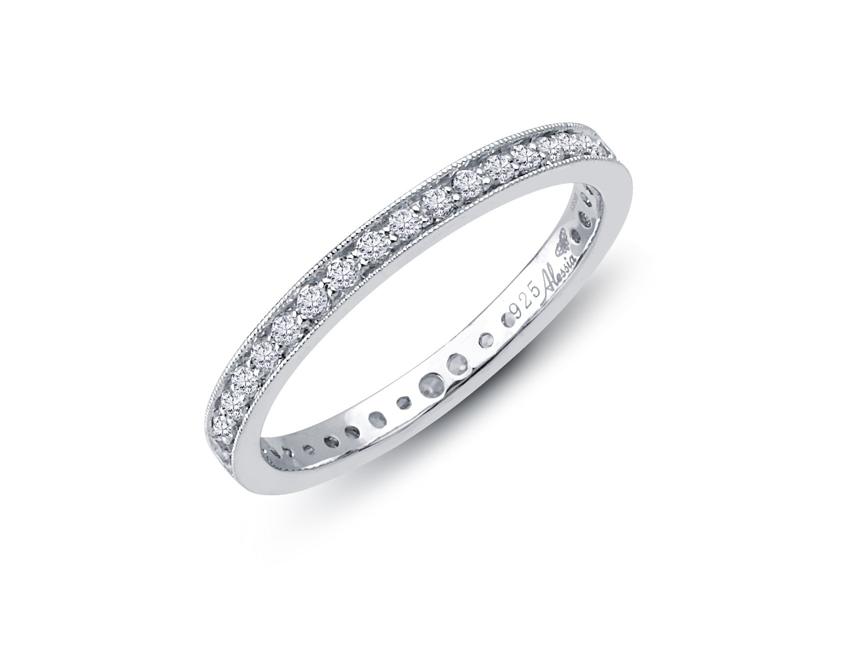 Pave Set Milgrain Edge Diamond Wedding Ring - ACE020