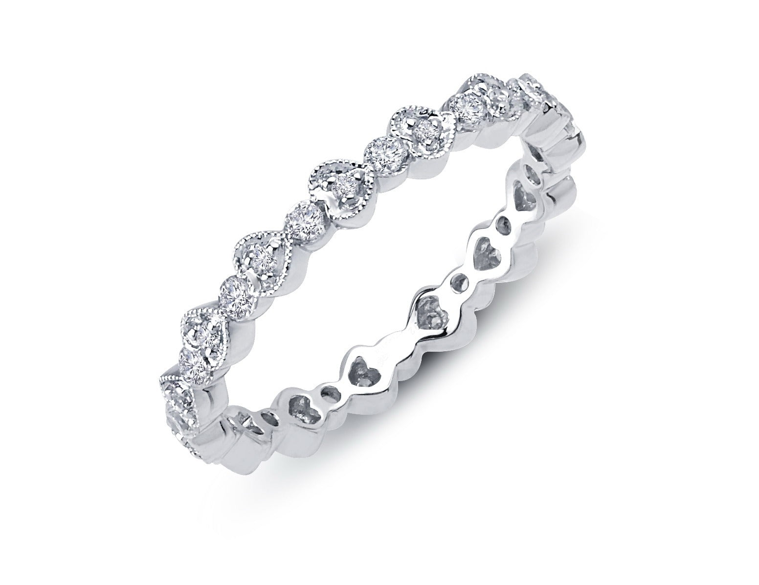 Heart Art Deco Diamond Wedding Band - ACE024