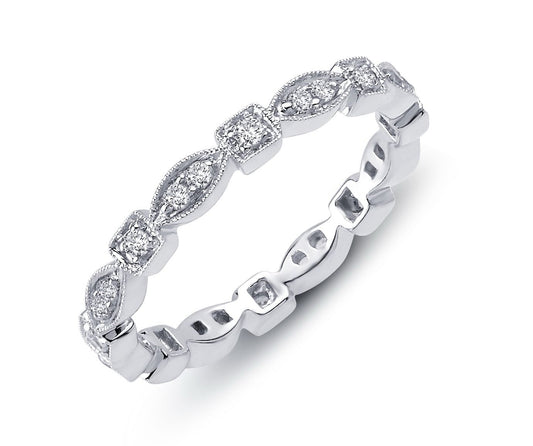 Art Deco Milgrain Edge Diamond Wedding Band- ACE026