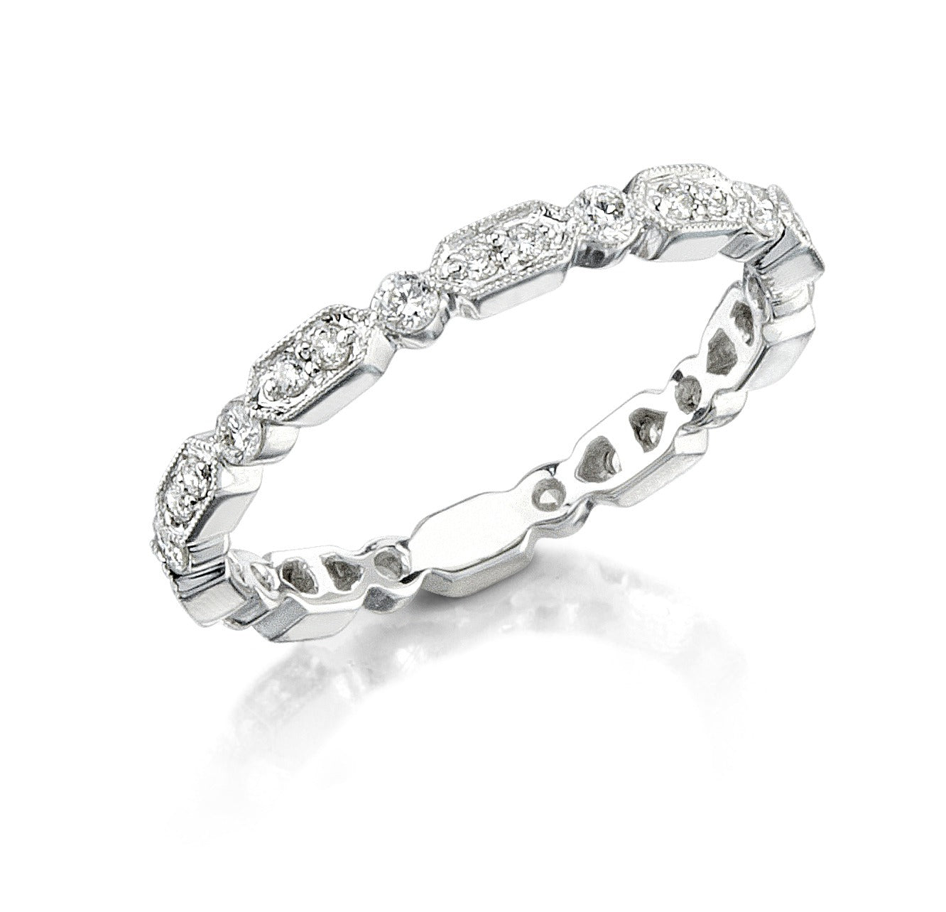 Art Deco Patterned Diamond Wedding Band - ACE027