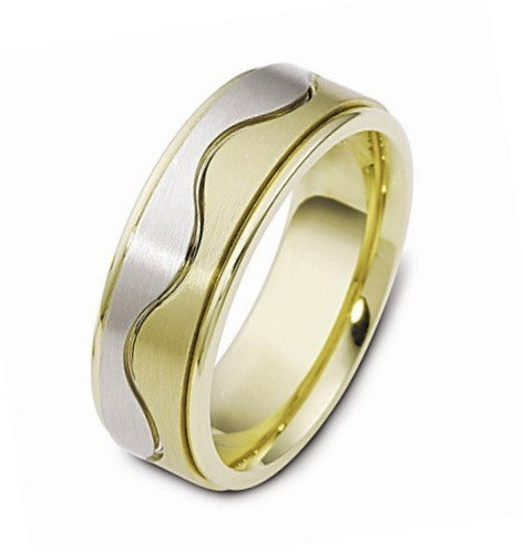 DORA Two Tone Wave Mens Wedding Band - B1795