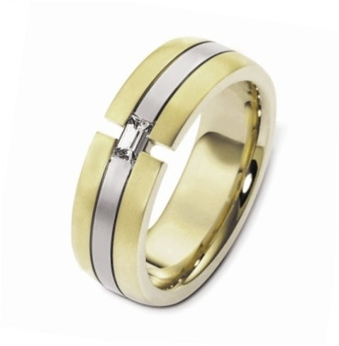 DORA Two Tone Mens Diamond Wedding Band - C2449