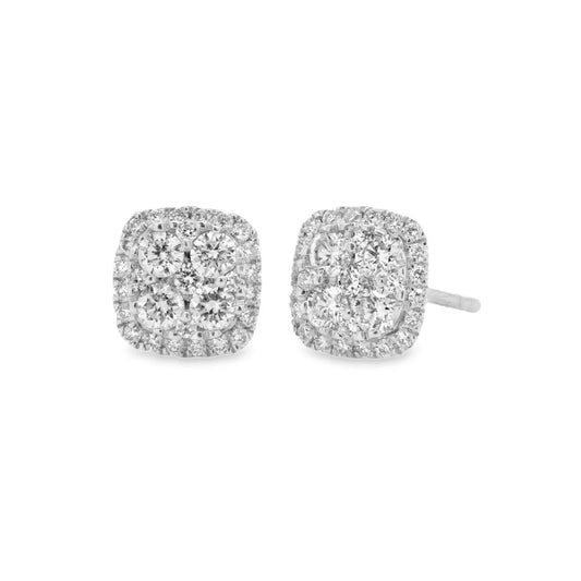 Diamond Cluster Stud Earrings - 34653