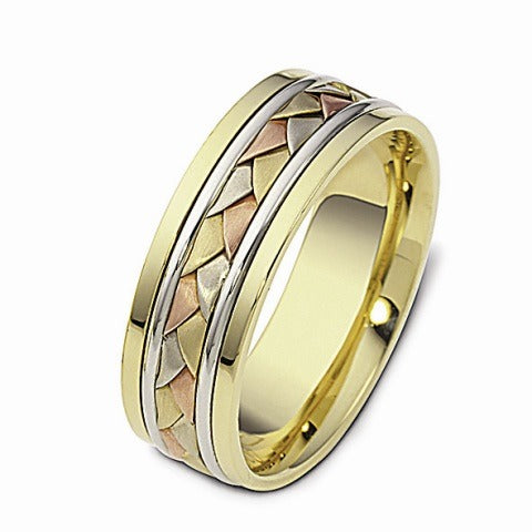 DORA Three Tone Braided Wedding Band - G1010