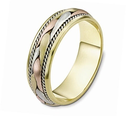 DORA Three Tone Braided Mens Wedding Band - G1027