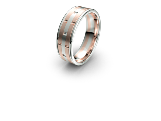 Infinity Mens Wedding Band with Alternating Brick Pattern - IN1022