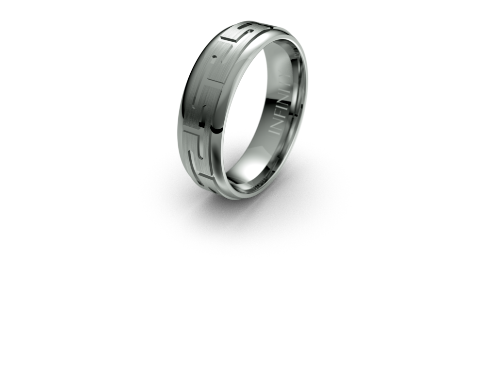 Infinity T Pattern mens Wedding Band - IN1053