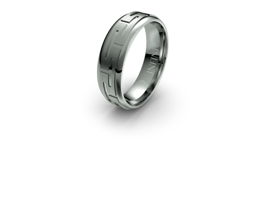 Infinity T Pattern mens Wedding Band - IN1053