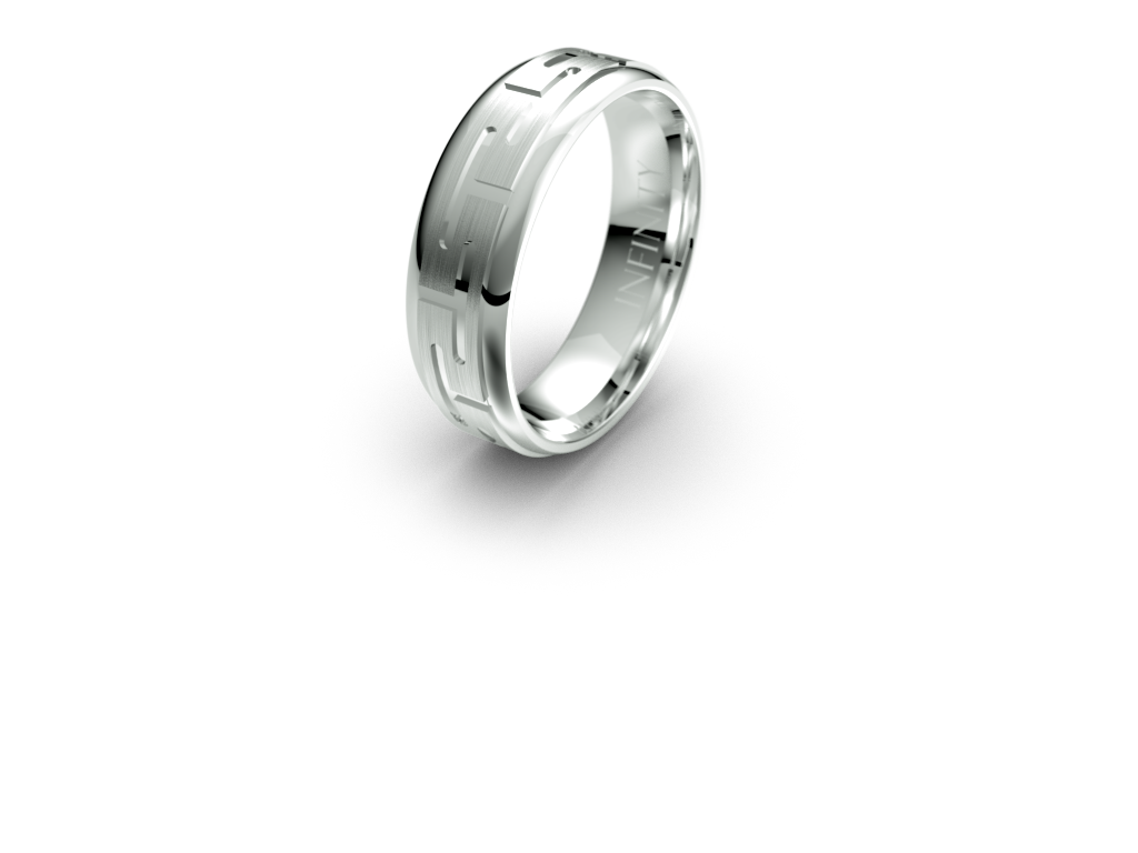 Infinity T Pattern mens Wedding Band - IN1053