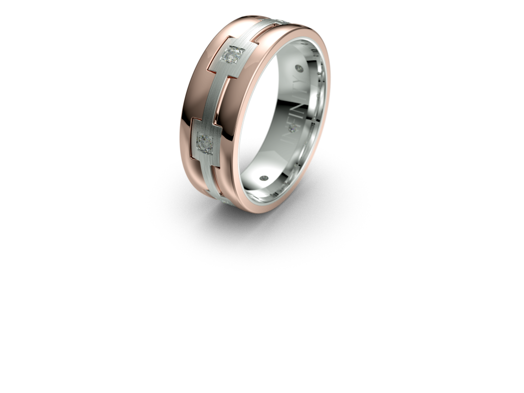 Infinity Two Tone Diamond Mens Wedding Band - IN1586