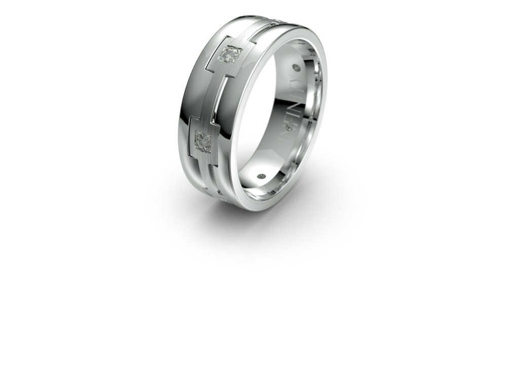 Infinity Two Tone Diamond Mens Wedding Band - IN1586