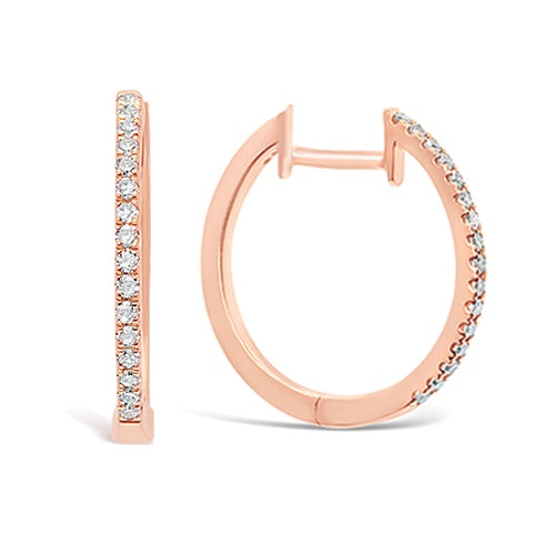 Rose Gold Fine Diamond Hoop Earrings - OSPE1J2