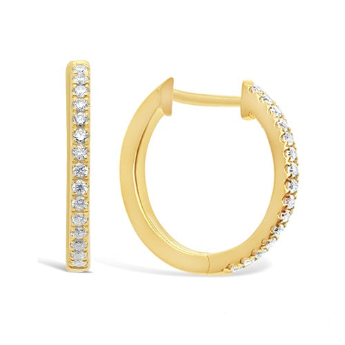 Yellow Gold Diamond Hoop Earrings - OSPE1R2