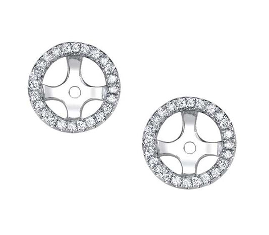 White Gold Diamond Stud Earrings Jackets - JBE1283JD