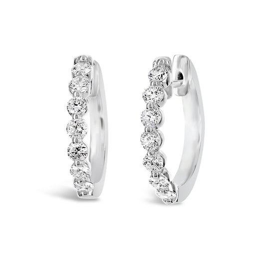 White Gold Single Claw Diamond Hoop Earrings - ME50065