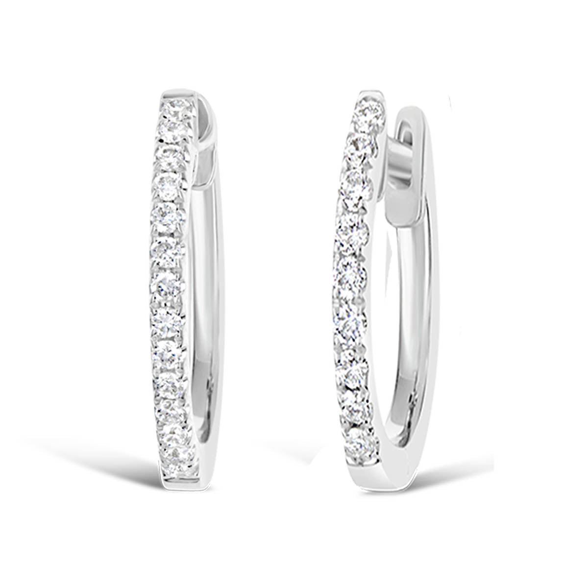 White Gold Diamond Hoop Earrings - OSPE2V2