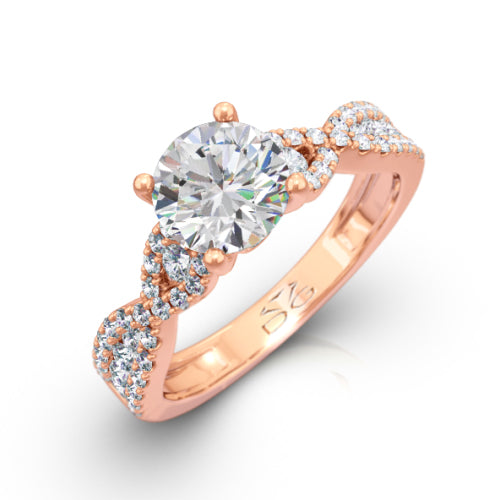 Round Brilliant Cut Twisted Diamond Band Engagement Ring - CR3640