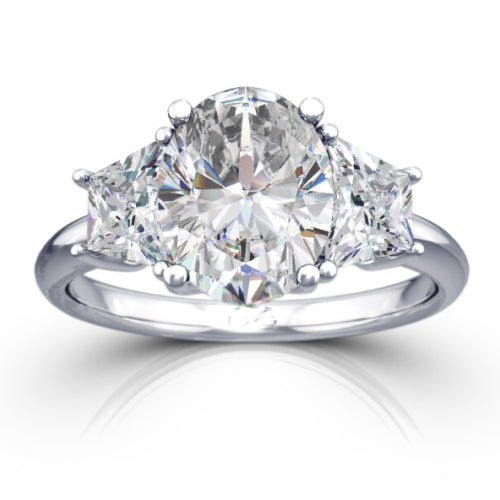 Oval Cut Three Stone Diamond Engagement Ring - CR3391
