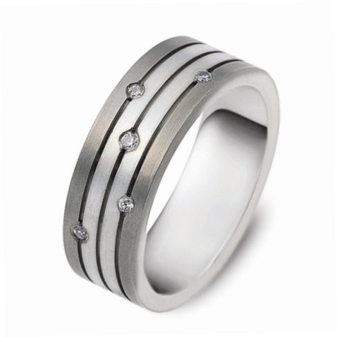 DORA Two Tone Mens Diamond Wedding Band - TI3410