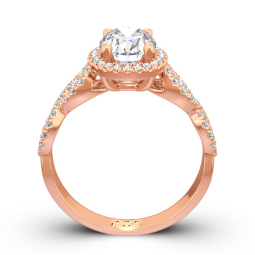 Oval Cut Diamond Halo Engagement Ring - CRO226