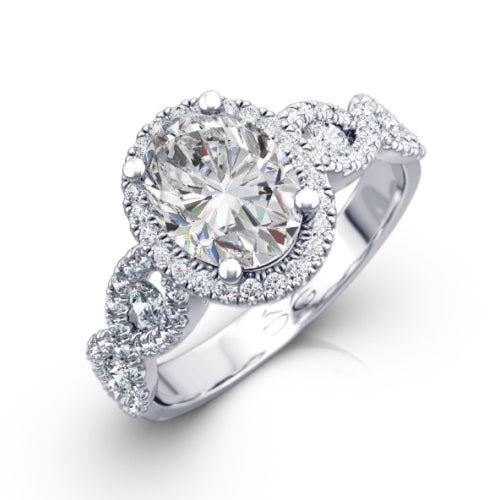 Oval Cut Diamond Halo Engagement Ring - CRO226