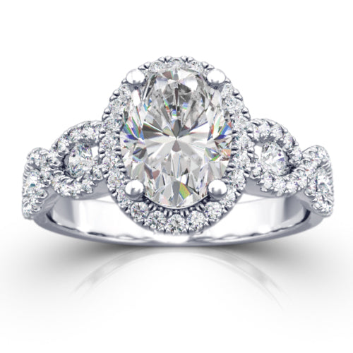 Oval Cut Diamond Halo Engagement Ring - CRO226