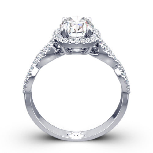 Oval Cut Diamond Halo Engagement Ring - CRO226