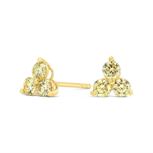 18K Gold Yellow Diamond Cluster Earrings - AE2141-Y