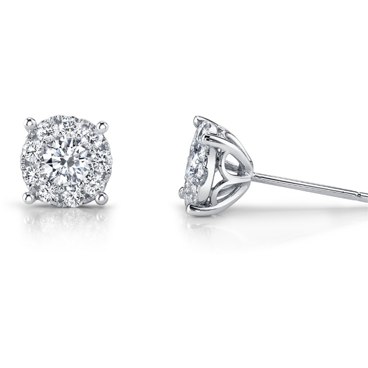 Diamond Halo Stud Earrings - ME3950