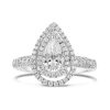 Pear Shape Double Halo Diamond Engagement Ring - ACB005
