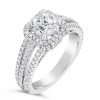 Cushion Cut Diamond Halo Engagement Ring - ACB018