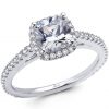 Cushion Cut Diamond Halo Engagement Ring - ACB035