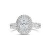 Oval Cut Twin Diamond Halo Engagement Ring - ACB110