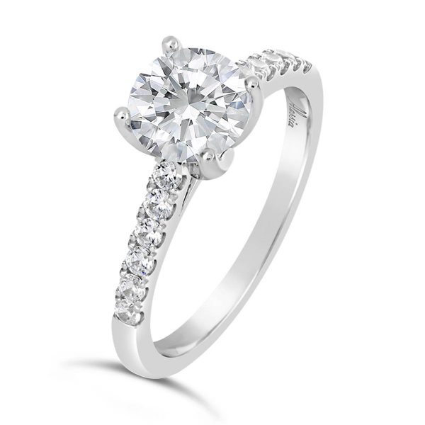 Round Brilliant Cut Cathedral Diamond Engagement Ring - ACB132
