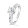 Emerald Cut Three Stone Diamond Engagement Ring - ACB145