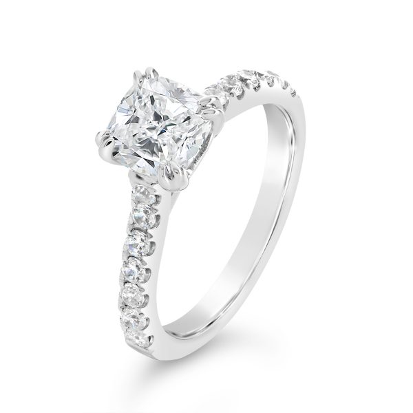 Cushion Cut Cathedral Diamond Engagement Ring - ACB241