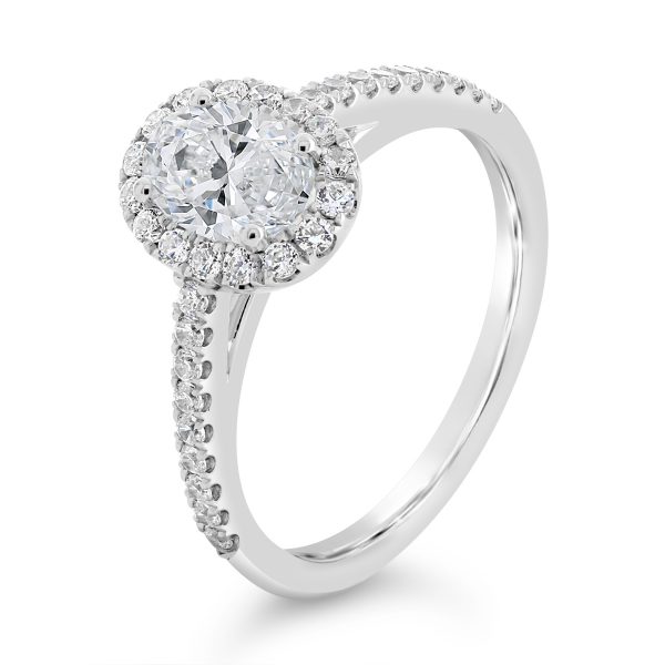 Oval Cut Diamond Halo and Cathedral Engagement Ring - ACB250