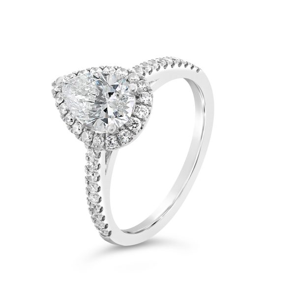 Pear Shape Diamond Halo and Cathedral Engagement Ring - ACB251