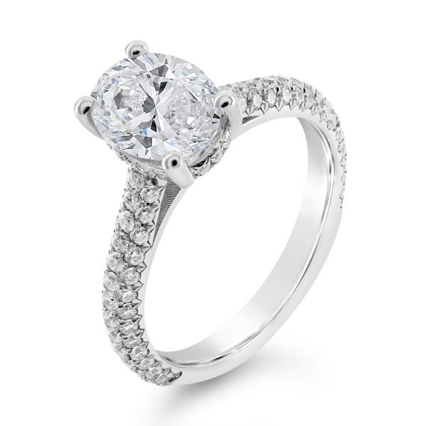 Oval Cut Diamond Cathedral Engagement Ring - ACB405