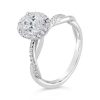 Oval Cut Twisting Band Diamond Halo Engagement Ring - ACB411