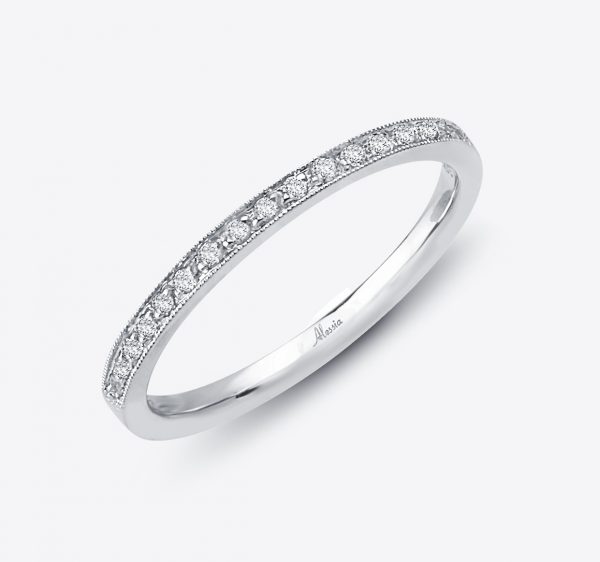 Pave Set Milgrain Edge Diamond Wedding Ring - ACE018