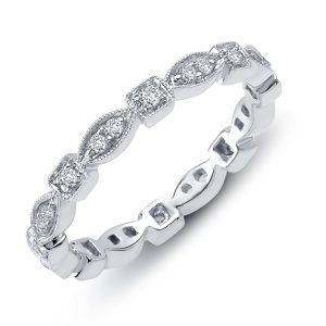 Art Deco Milgrain Edge Diamond Wedding Band- ACE026